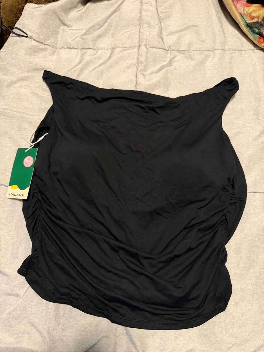 HALARA Black Ruched Cowl Neck Women’s Top